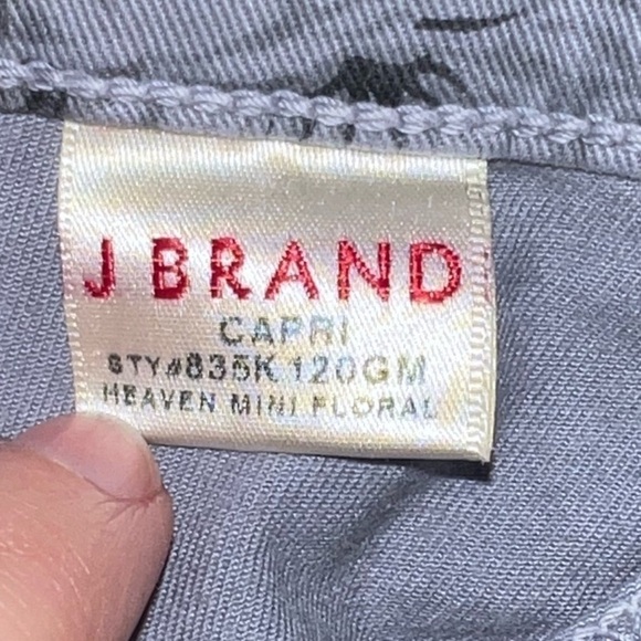 J Brand Cropped Jeans 27 Heaven Mini Floral Capri Style Denim Grey Skinny - Picture 9 of 10